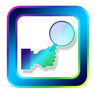 icon, magnifying glass, hand